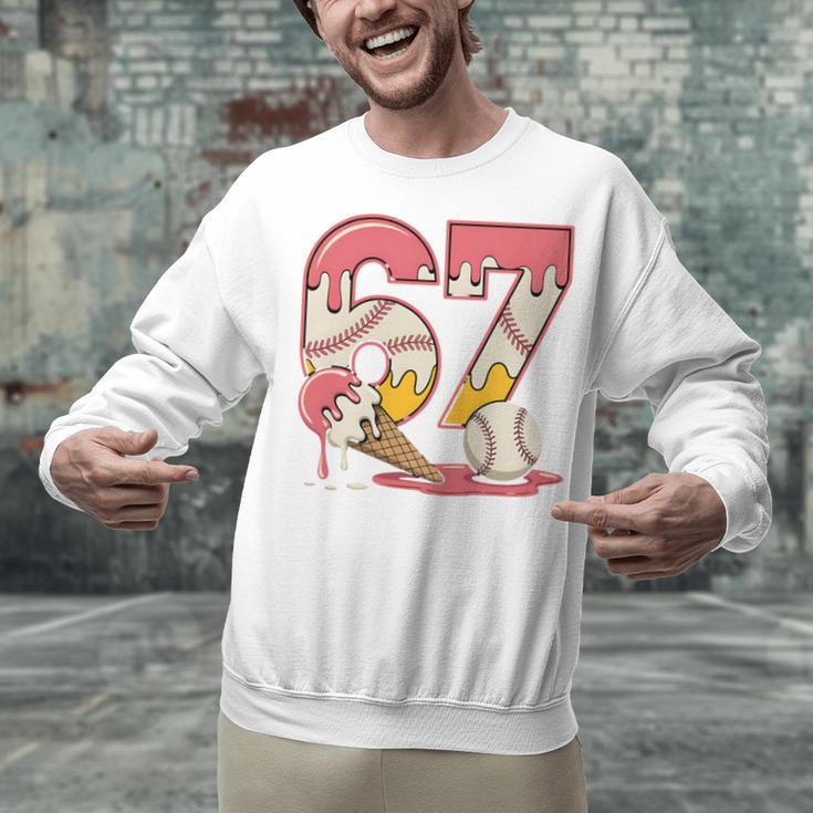Baseball Drip Number 67 Player Ice Cream Or 67th Birthday Unisex Sweatshirt