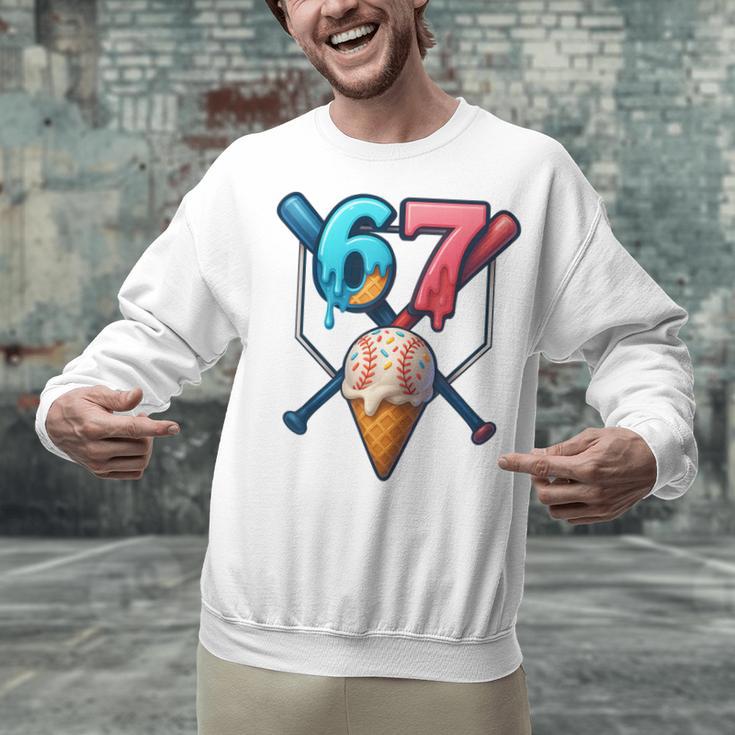 Baseball Ice Cream Drip 67 Six Seven Gen Alpha Slang Meme Unisex Sweatshirt