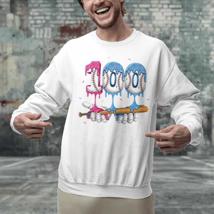 Baseball Player 100 Days Of School Sports Ice Cream Drip Premium Tri-Blend Unisex Sweatshirt