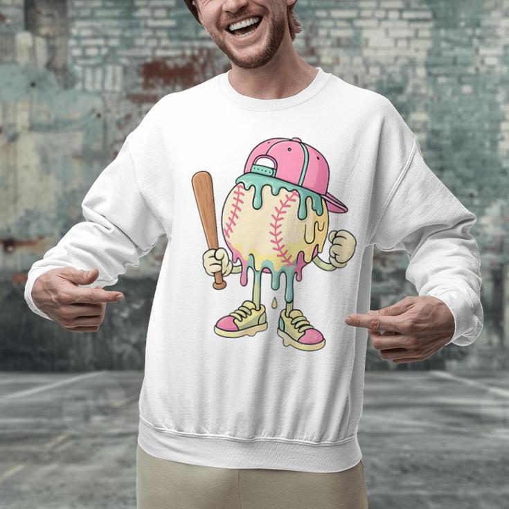 Cute Baseball Ice Cream Drip For Girls & Boys 2 Sides Unisex Sweatshirt Cute Baseball Ice Cream Drip For Girls & Boys 2 Sides Unisex Sweatshirt