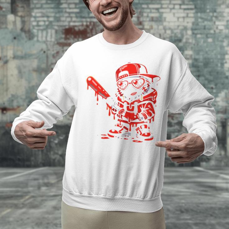 Drippy Baseball Mascot Valentine Heart Glasses Cartoon Unisex Sweatshirt Drippy Baseball Mascot Valentine Heart Glasses Cartoon Unisex Sweatshirt