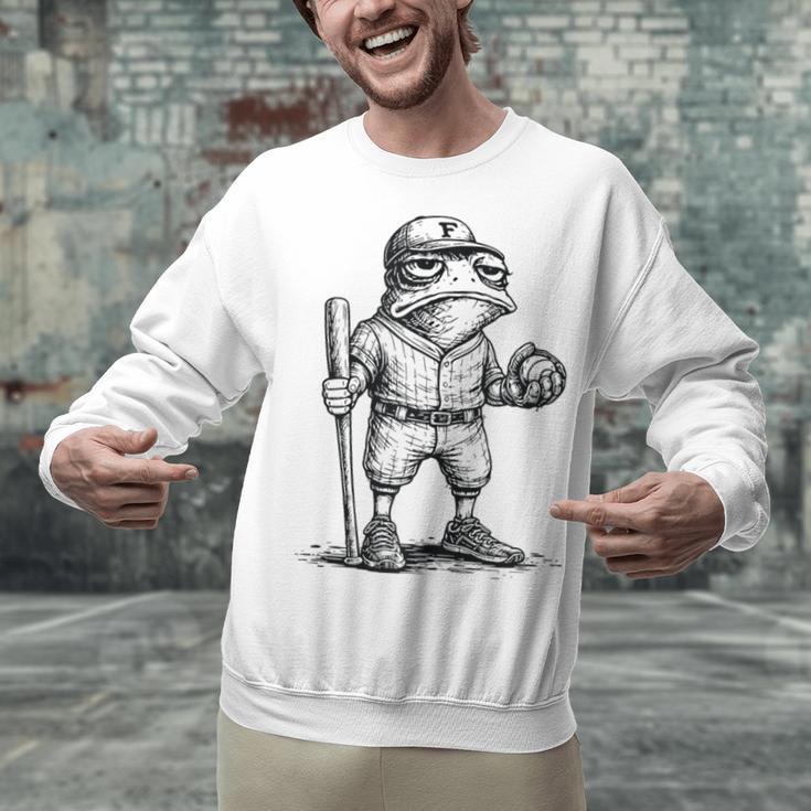 Frog Basketbal Men Women Grumpy Frog Playing Baseball Unisex Sweatshirt Frog Basketbal Men Women Grumpy Frog Playing Baseball Unisex Sweatshirt
