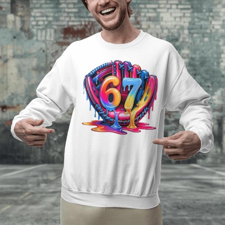 Gen Alpha Slang Ice Cream Drip Six Seven 67 Baseball Catcher Unisex Sweatshirt