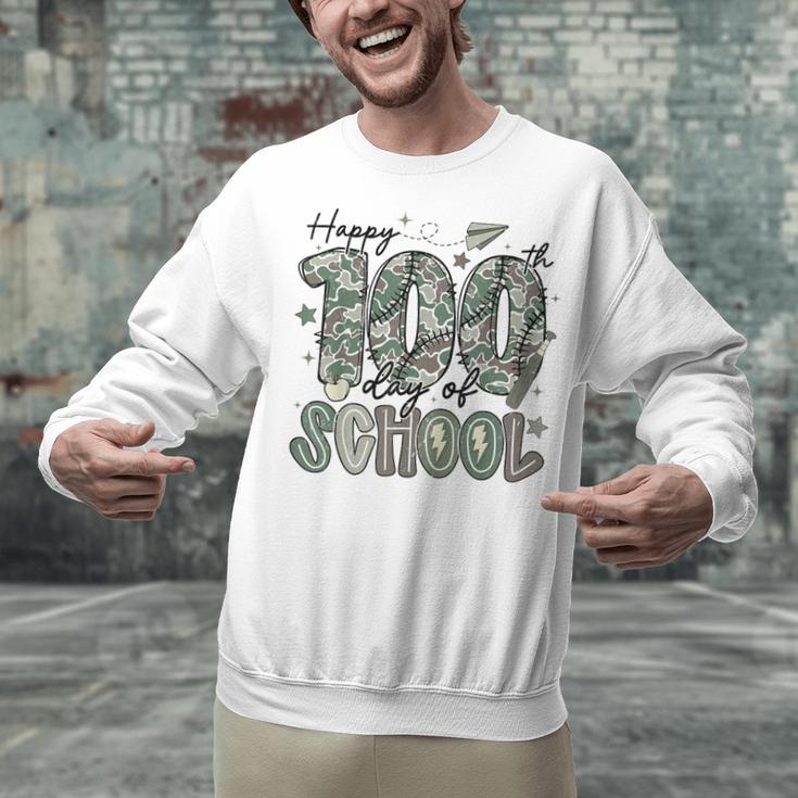 Happy 100th Day Of School Baseball Camo Boys Kids Toddler Unisex Sweatshirt