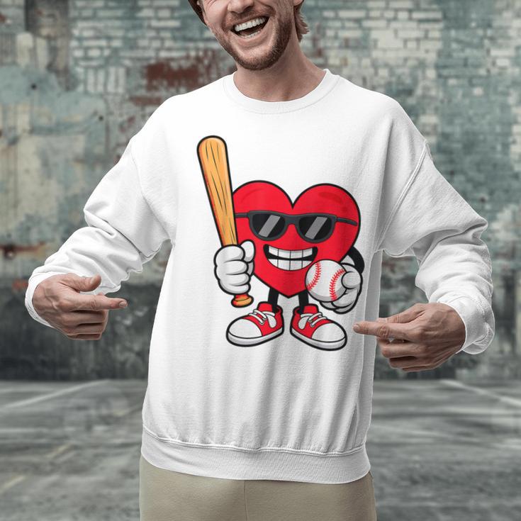 Heart Playing Baseball Valentines Day Unisex Sweatshirt