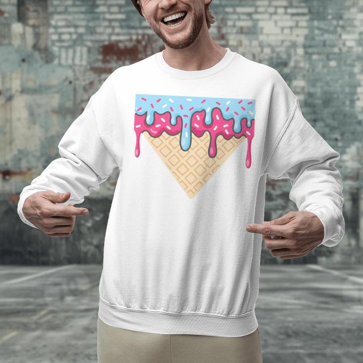 Ice Cream Baseball Cone Dripping Sprinkles Kids Boys Summer Premium Tri-Blend Unisex Sweatshirt