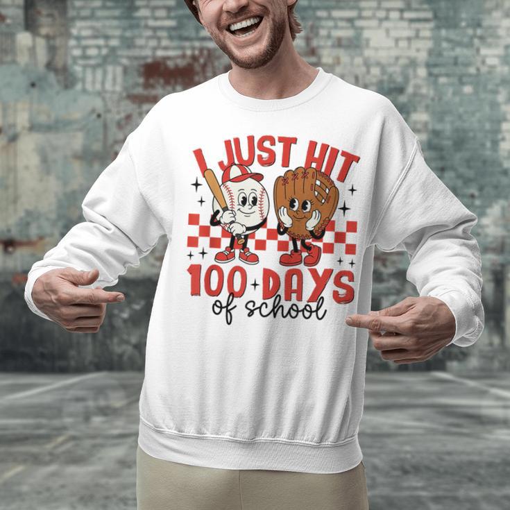 I Just Hit 100 Days Of School Baseball 100th Day Teacher Kid Unisex Sweatshirt
