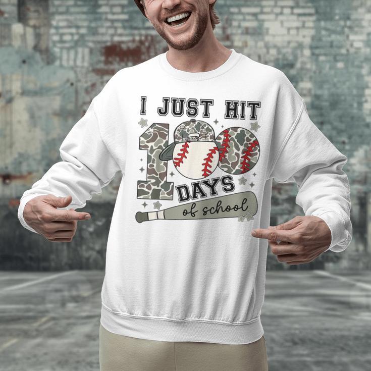 I Just Hit 100 Days Of School Teacher Baseball Boys Kids Unisex Sweatshirt