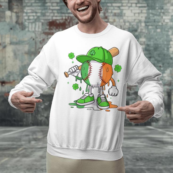 Kids Boys St Patricks Day Irish Flag Kids Baseball Ice Cream Drip Unisex Sweatshirt