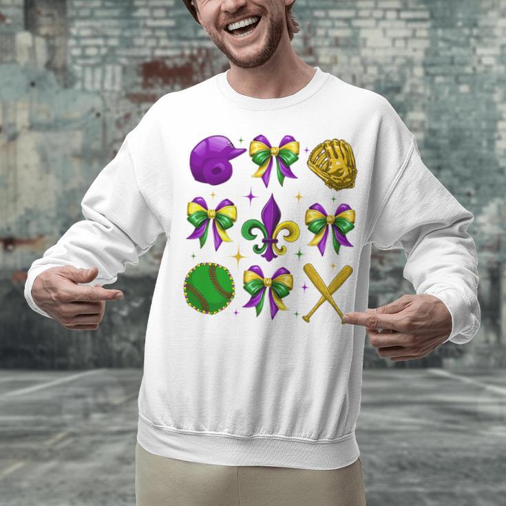 Mardi Gras Baseball Coquette Bow Fat Tuesday Parade Girls Unisex Sweatshirt Mardi Gras Baseball Coquette Bow Fat Tuesday Parade Girls Unisex Sweatshirt