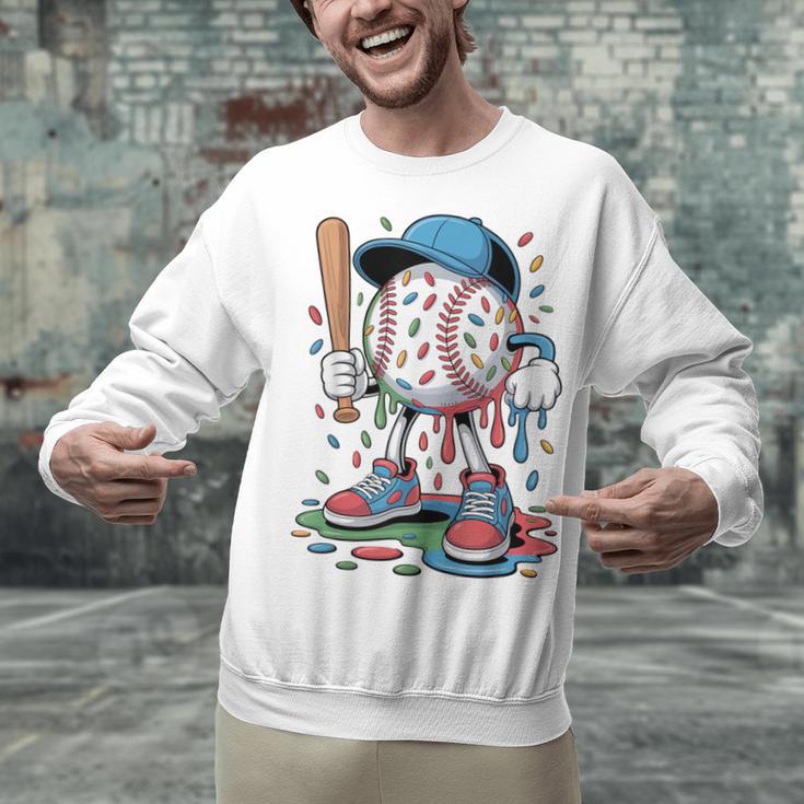 Melting Slime Sprinkle Baseball Mascot With Bat Unisex Sweatshirt Melting Slime Sprinkle Baseball Mascot With Bat Unisex Sweatshirt