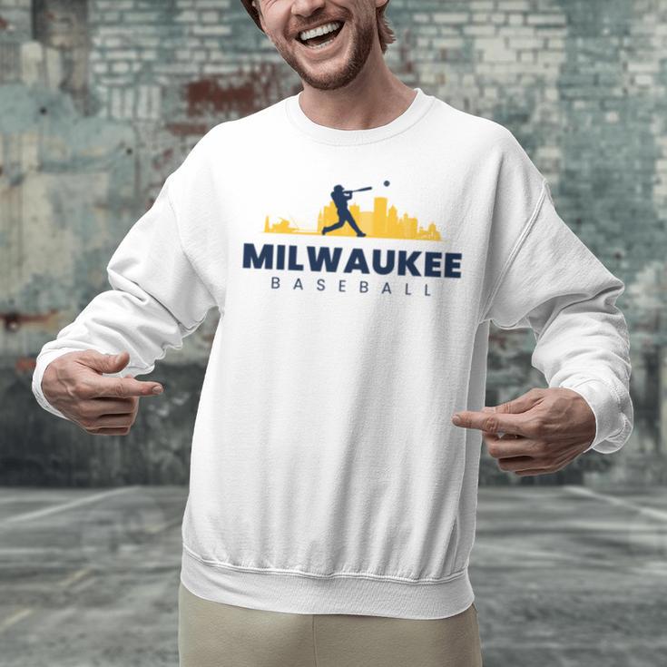 Milwaukee Baseball Minimalist City Skyline Baseball Lover Unisex Sweatshirt Milwaukee Baseball Minimalist City Skyline Baseball Lover Unisex Sweatshirt