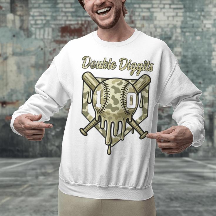 Old School Camo Baseball Drip Double Digits 10th Birthday Unisex Sweatshirt