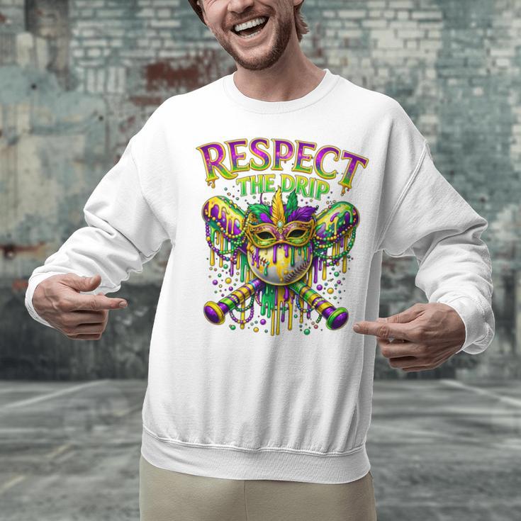Respect The Drip Mardi Gras Baseball Ice Cream Boys Carnival Unisex Sweatshirt