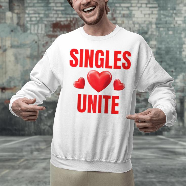 Singles Unite Valentines Day Humor For Singles Raglan Baseball Tee Unisex Sweatshirt