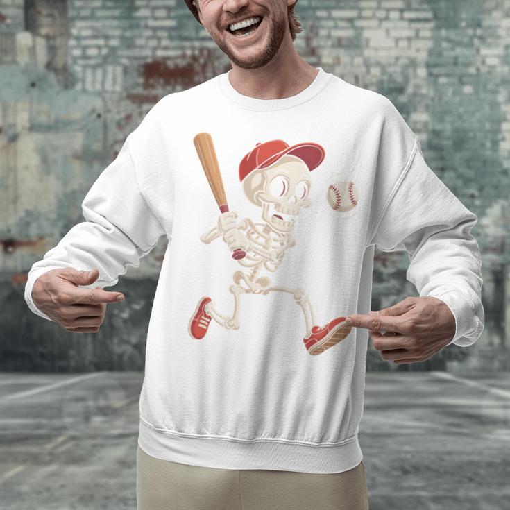 Skeleton Batting Baseball Halloween Boys Men Kids Unisex Sweatshirt