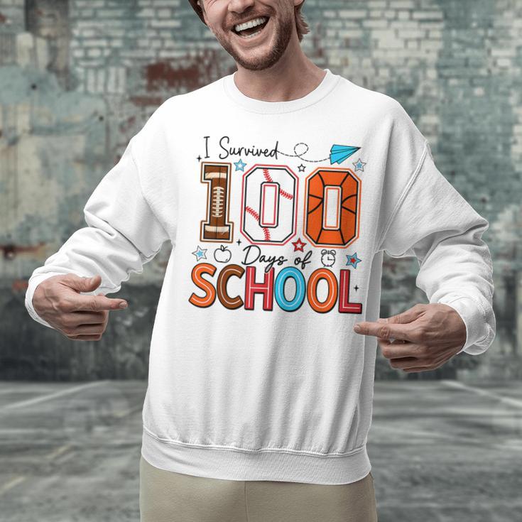 I Survived 100 Days Baseball Football Basketball School Kids Unisex Sweatshirt