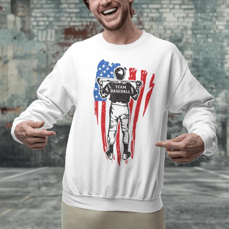 US Flag Baseball Player Batter Sport Lover Team Coach Family Unisex Sweatshirt US Flag Baseball Player Batter Sport Lover Team Coach Family Unisex Sweatshirt