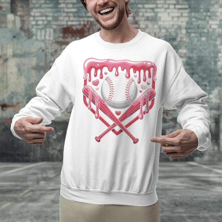 Valentines Baseball Boys Ice Cream Drip Heart Youth Kids Unisex Sweatshirt