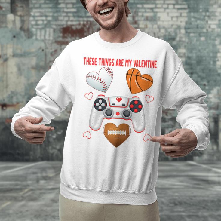 Valentines Day Boys Men Hearts Gaming Football Baseball Love Premium Tri-Blend Unisex Sweatshirt