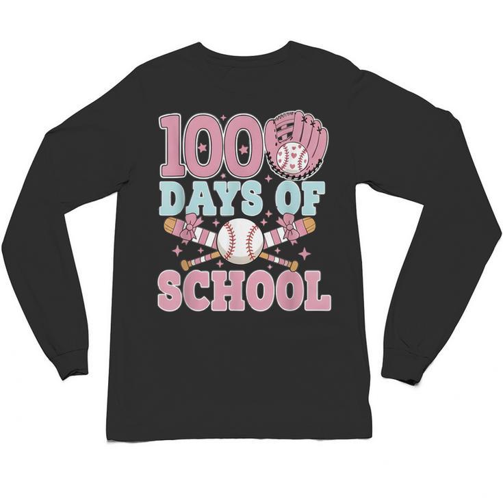 100 Days Of School Baseball 100th Day Of School Girls Unisex Long Sleeve T-Shirt