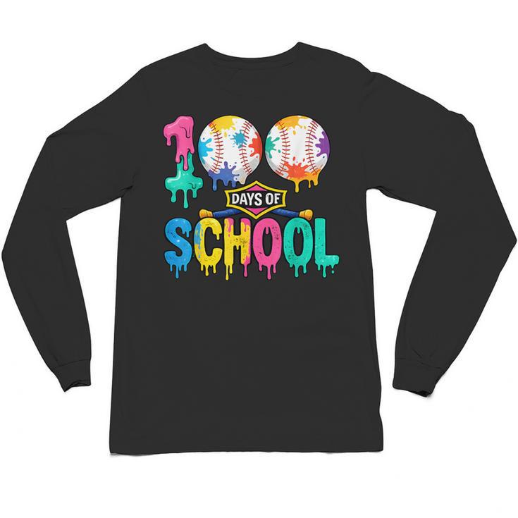 100 Days Of School Baseball Boys Kids Colorful 100th Day Unisex Long Sleeve T-Shirt