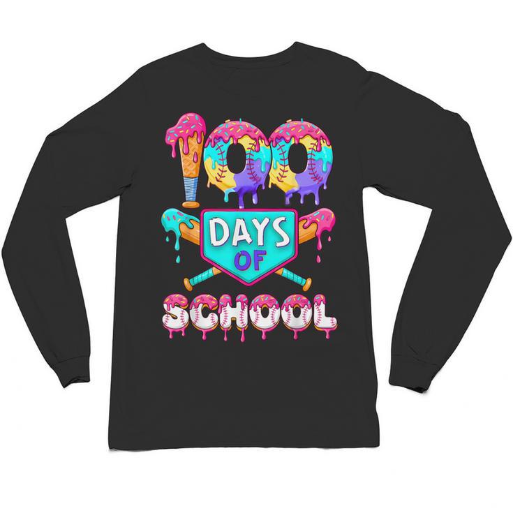 100 Days Of School Baseball Boys Kids Unisex Long Sleeve T-Shirt