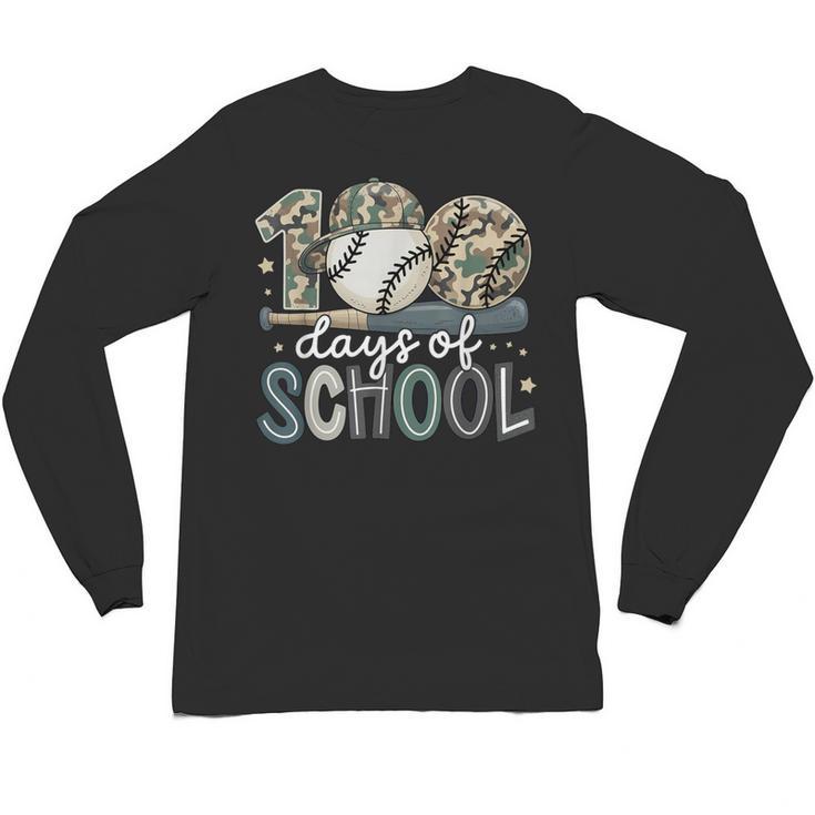 100 Days Of School Baseball Camo Camo Cap Boy School Unisex Long Sleeve T-Shirt