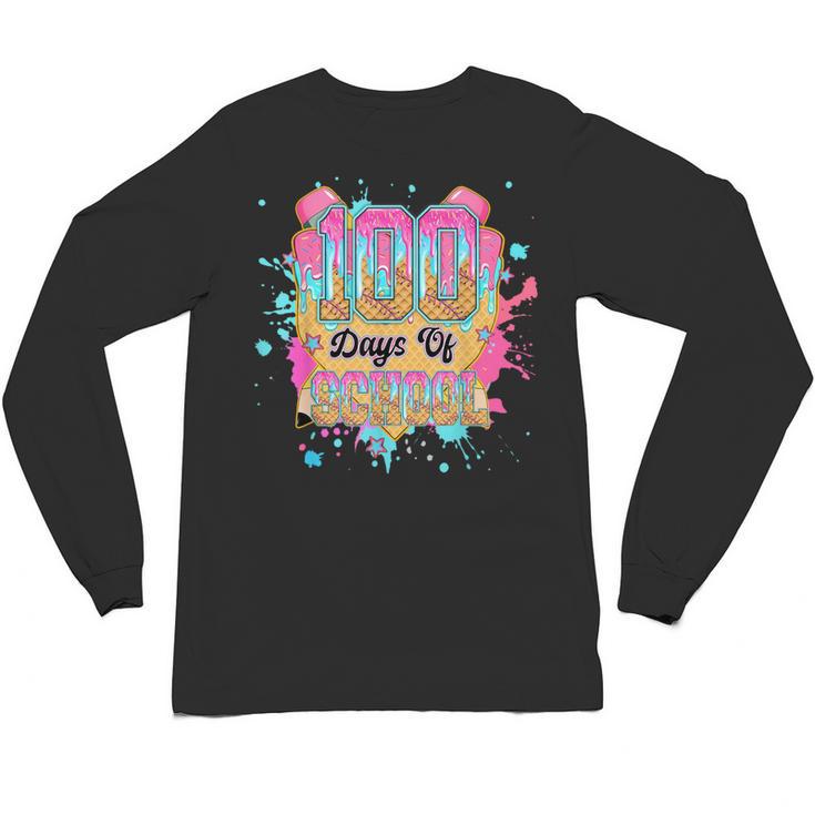 100 Days Of School Baseball Drip Boys Kids 100th Day Unisex Long Sleeve T-Shirt