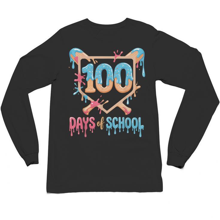 100 Days Of School Baseball Drip 100 Days Of School Unisex Long Sleeve T-Shirt