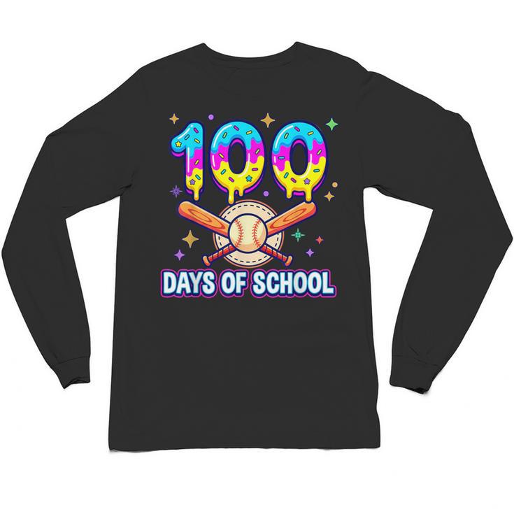 100 Days Of School Baseball Ice Cream Drip Kids Boys Teacher Unisex Long Sleeve T-Shirt