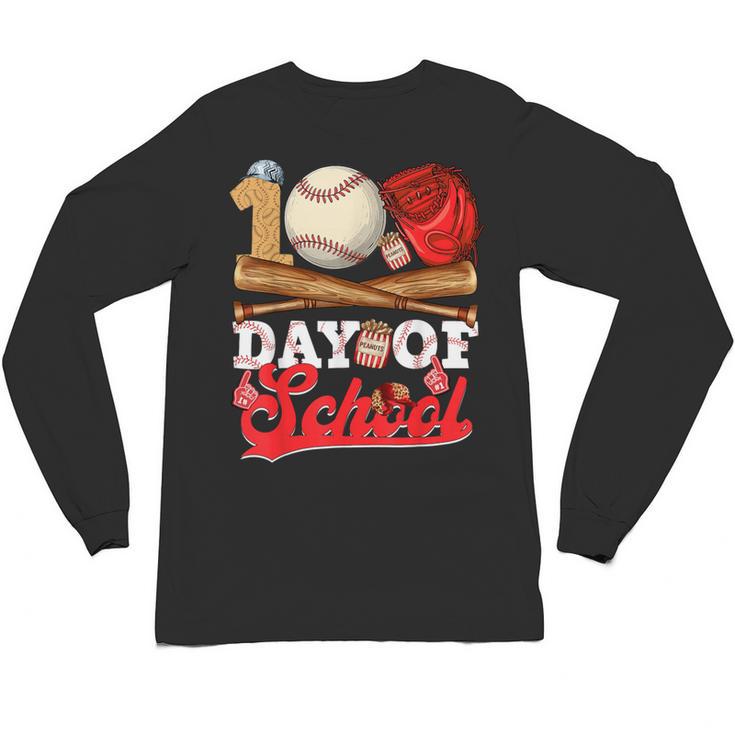 100 Days Of School Baseball Player Sports Game Teacher Kid Unisex Long Sleeve T-Shirt