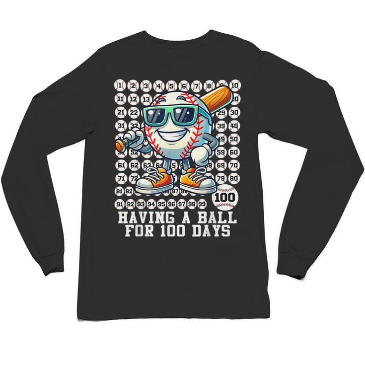 100 Days Of School Boys Baseball 100th Day Of School Kids Unisex Long Sleeve T-Shirt