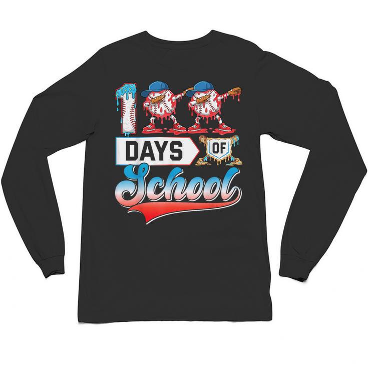 100 Days Of School Boys Baseball Drip 100th Day Dabbing Ball Unisex Long Sleeve T-Shirt