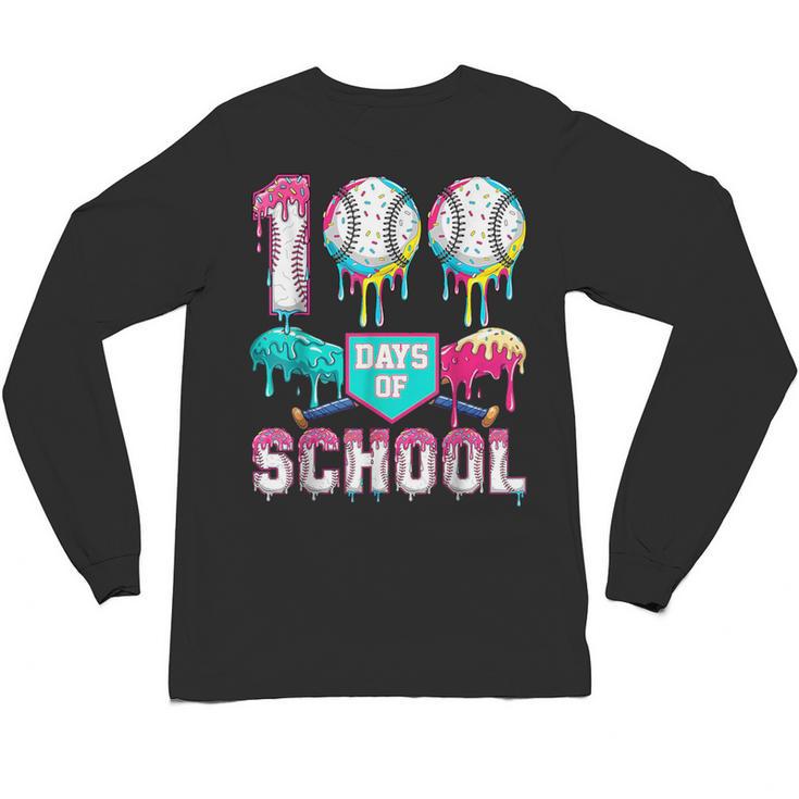 100 Days Of School Boys Kids 100th Day Of School Baseball Unisex Long Sleeve T-Shirt
