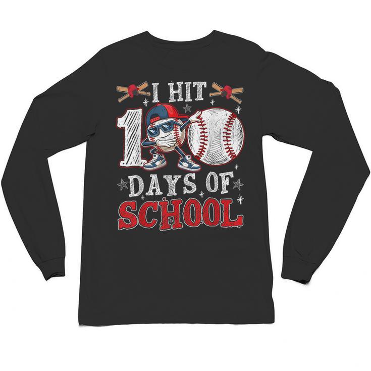 100 Days Of School Dabbing Baseball Hit Student Kids Boys Unisex Long Sleeve T-Shirt