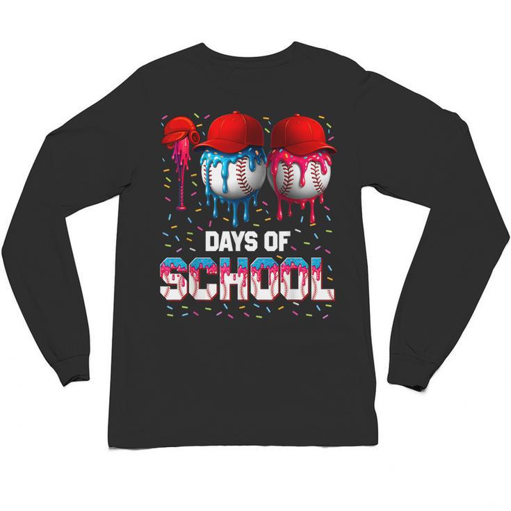 100 Days Of School Dripping Baseball 100th Day Teacher Boy Unisex Long Sleeve T-Shirt