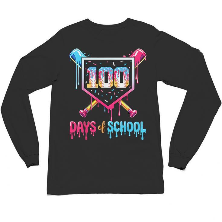 100 Days Of School Ice Cream Drip Baseball 100 Days Smarter Unisex Long Sleeve T-Shirt