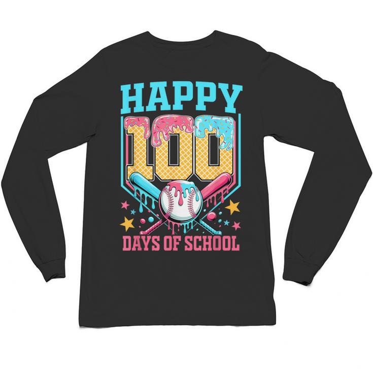 100 Days Of School Kids Baseball Drip 100th Day Of School Unisex Long Sleeve T-Shirt