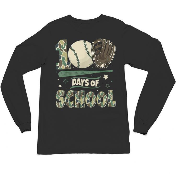 100 Days Of School Teacher Camo Baseball Boys Toddler Kids Unisex Long Sleeve T-Shirt