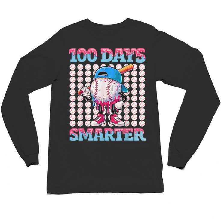 100 Days Smarter Baseball Drip Boys 100 Days Of School Kids Unisex Long Sleeve T-Shirt