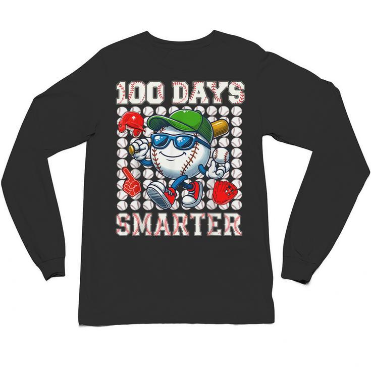 100 Days Smarter Baseball 100 Days Of School Boy Girl Kid Unisex Long Sleeve T-Shirt