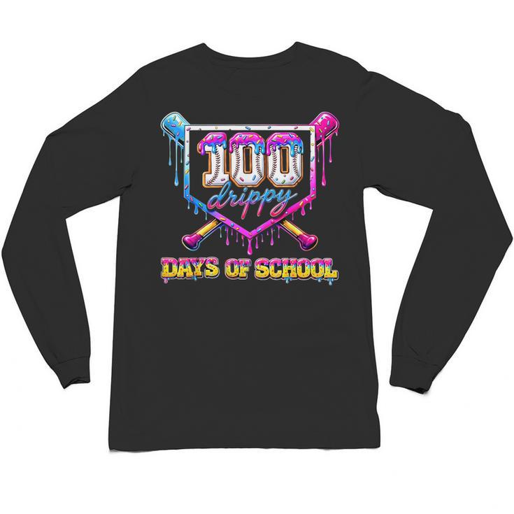 100 Drippy Days Of School Baseball For Boy Kids Unisex Long Sleeve T-Shirt