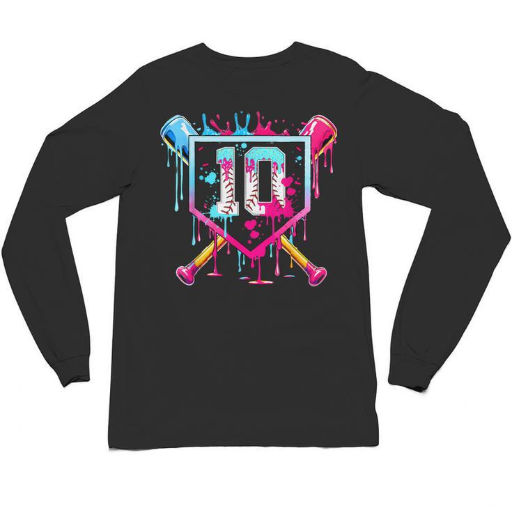10th Birthday Boys Baseball Ice Cream Drip Boys Baseball Unisex Long Sleeve T-Shirt