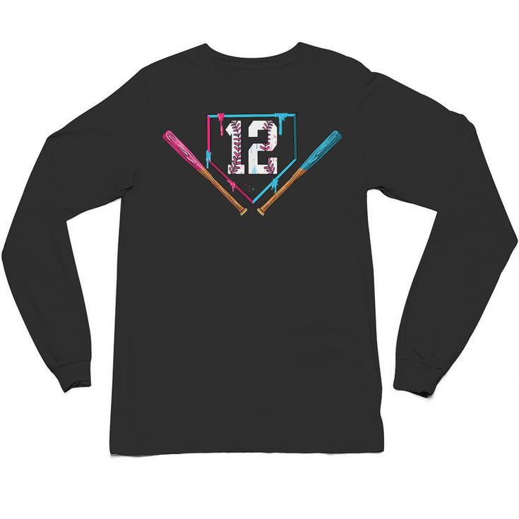 12th Birthday Baseball Ice Cream Drip 12 Years Old Boy Kids Unisex Long Sleeve T-Shirt