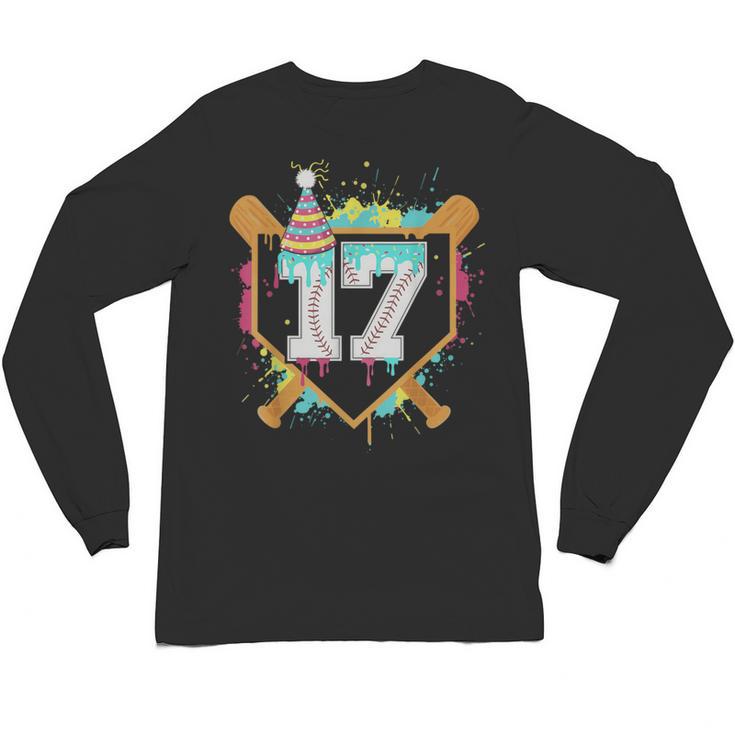 17th Birthday Baseball Drip Number 17 Year Old Birthday Boy Unisex Long Sleeve T-Shirt
