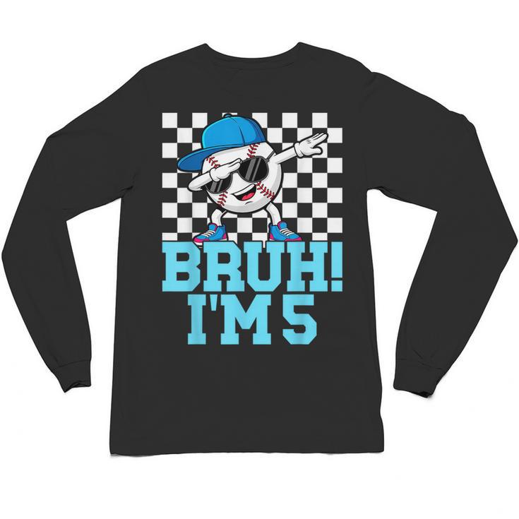 5th Birthday Dabbing Baseball Boys Bruh I'm 5 Year Old Unisex Long Sleeve T-Shirt