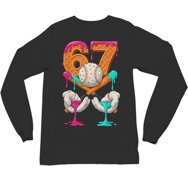 6 7 Ice Cream Drip Baseball Number 67 Player Boy Girl Kids Unisex Long Sleeve T-Shirt