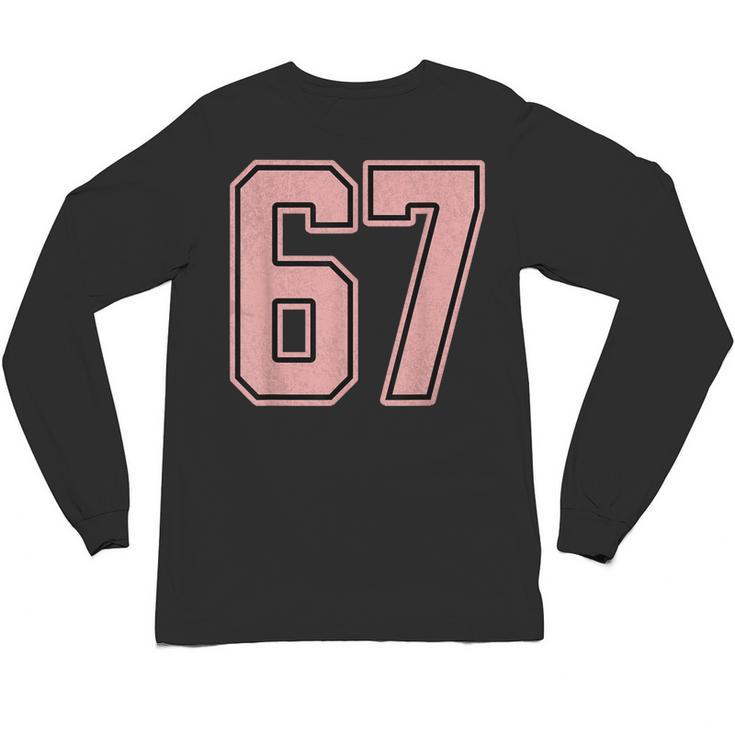 6 7 Number 67 Baseball Meme Tee For Women Unisex Long Sleeve T-Shirt
