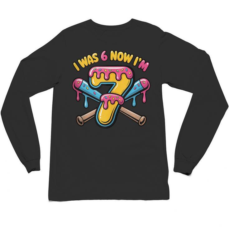 I Was 6 Now I'm 7 Dripping Ice Cream Baseball 67 Drip Unisex Long Sleeve T-Shirt
